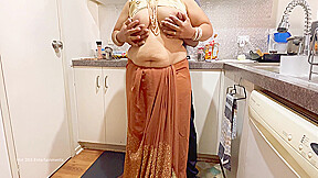 Indian Couple Romance In The Kitchen – Saree Sex – Saree Lifted Up, Ass Spanked Boobs Press